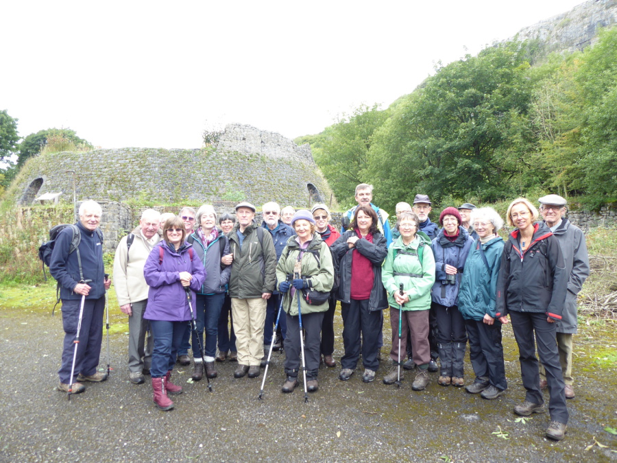 Group of walkers at Hoffmann Kiln at Langcliffe Quarry 2018