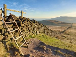 Stile over a dry stone wall